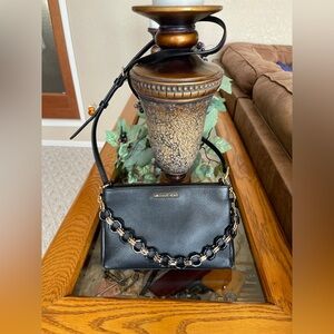 Michael Kors Black Leather Shoulder Bag with Chain